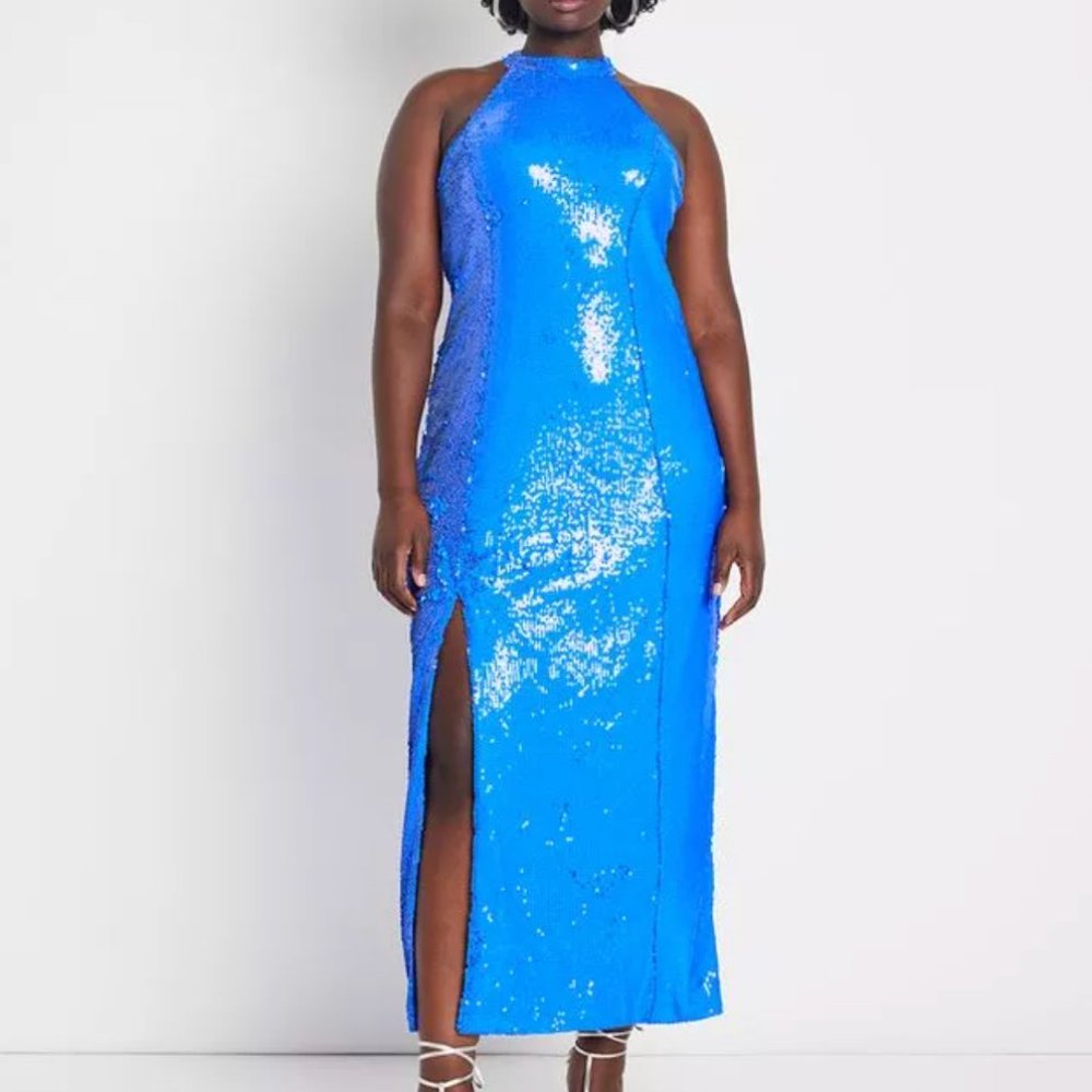 NWT 26 Eloquii Sequin Maxi Dress With Slit